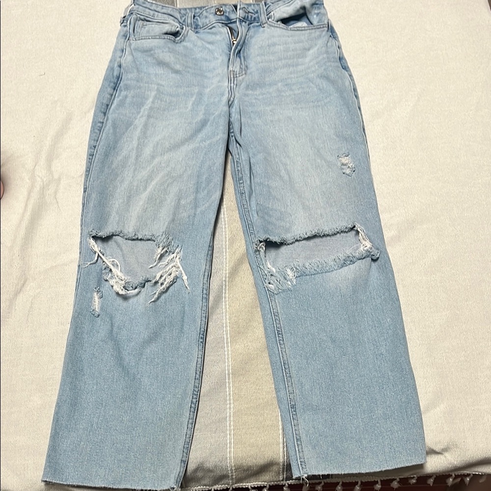 Hollister Blue Boyfriend Jeans with Distressed Details
